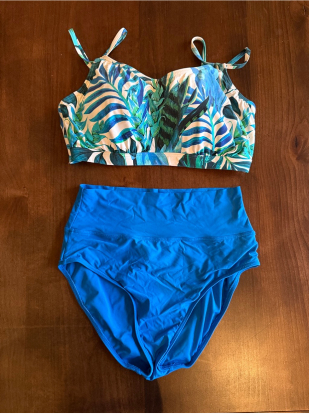 Sunsets Taylor Bralette Bikini Top 36DD & Hannah Blue High Waist Bottoms Size M